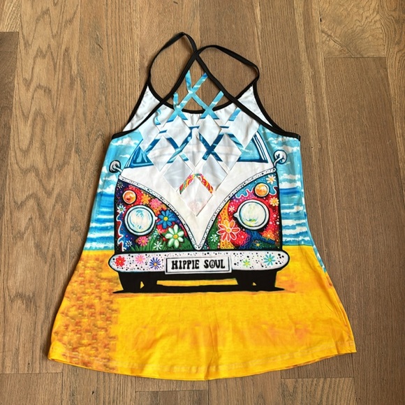 Hippie Soul Volkswagen Van Boho Cut Out Tank Top - Picture 3 of 4